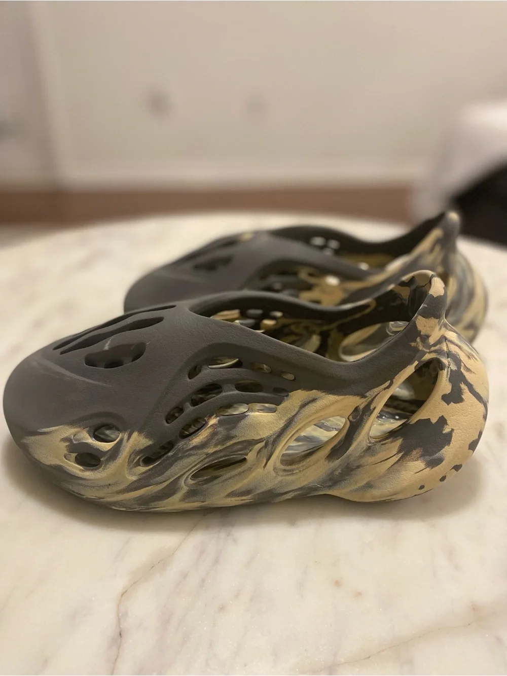 Yeezy Foam Runner Slip-On in Gray and Yellow Marbled